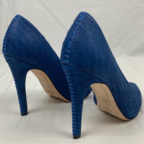 Alice Olivia Size 6 Blue Pointed Toe Suede Leather Pumps Dina Whipstitch Brazil - Picture 6 of 16